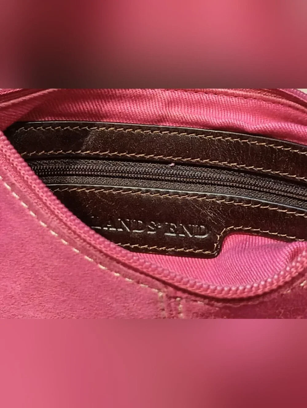 Vintage Land's End Pink Suede Hobo Bag